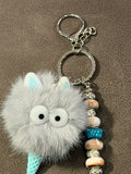 Fluffy Ice Cream Cone Monster Pom-Pom Keychain