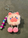 Crying Piggy Pom-Pom Keychain