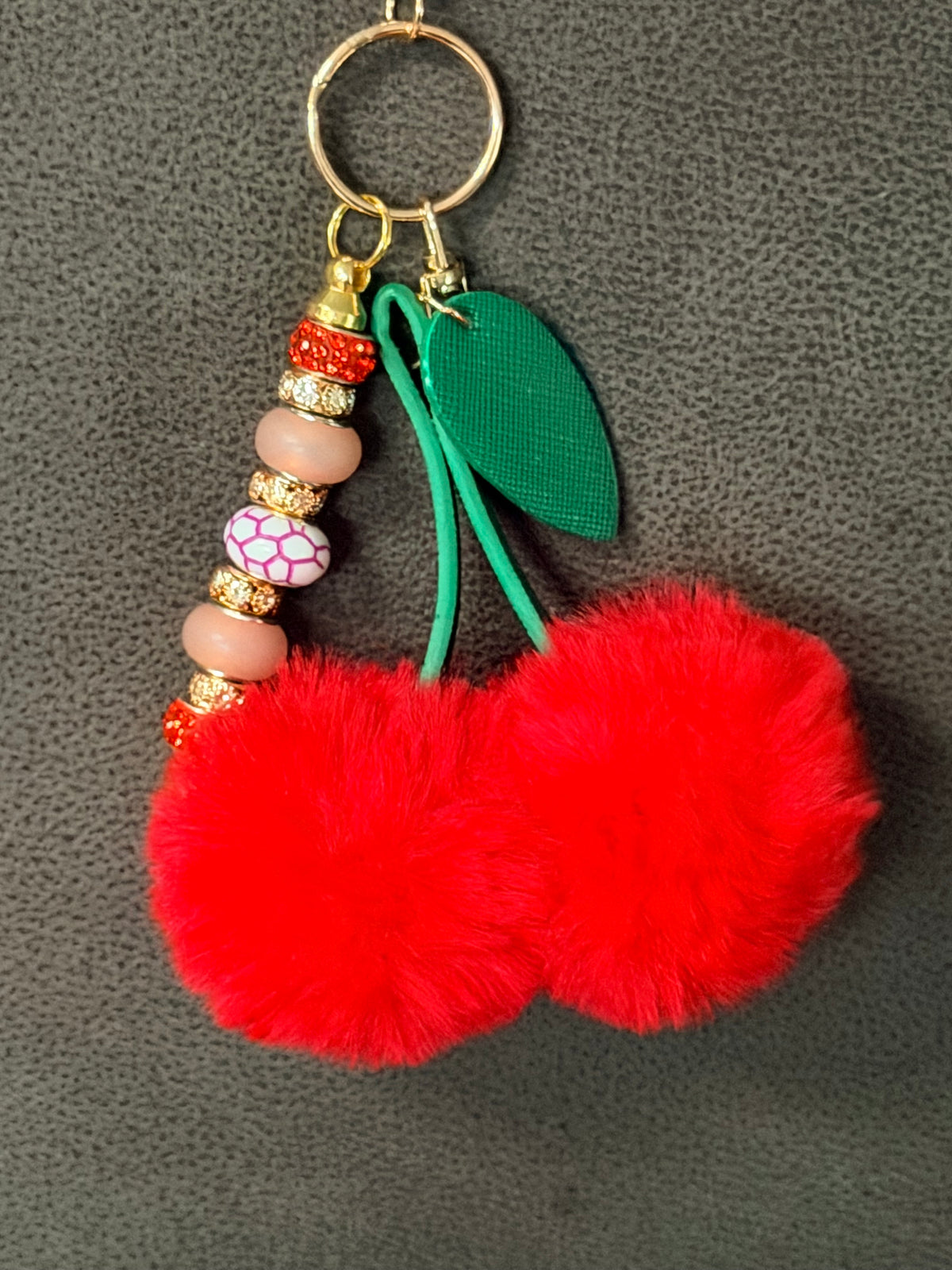 Double Cherry Pom-Pom Bag Charm