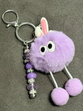 Fluffy Lavender Bunny Pom-Pom Keychain